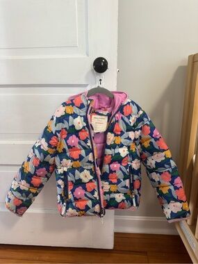 Hanna Andersson Floral Quilted Puffer Jacket - Navy, Pink & Multicolor